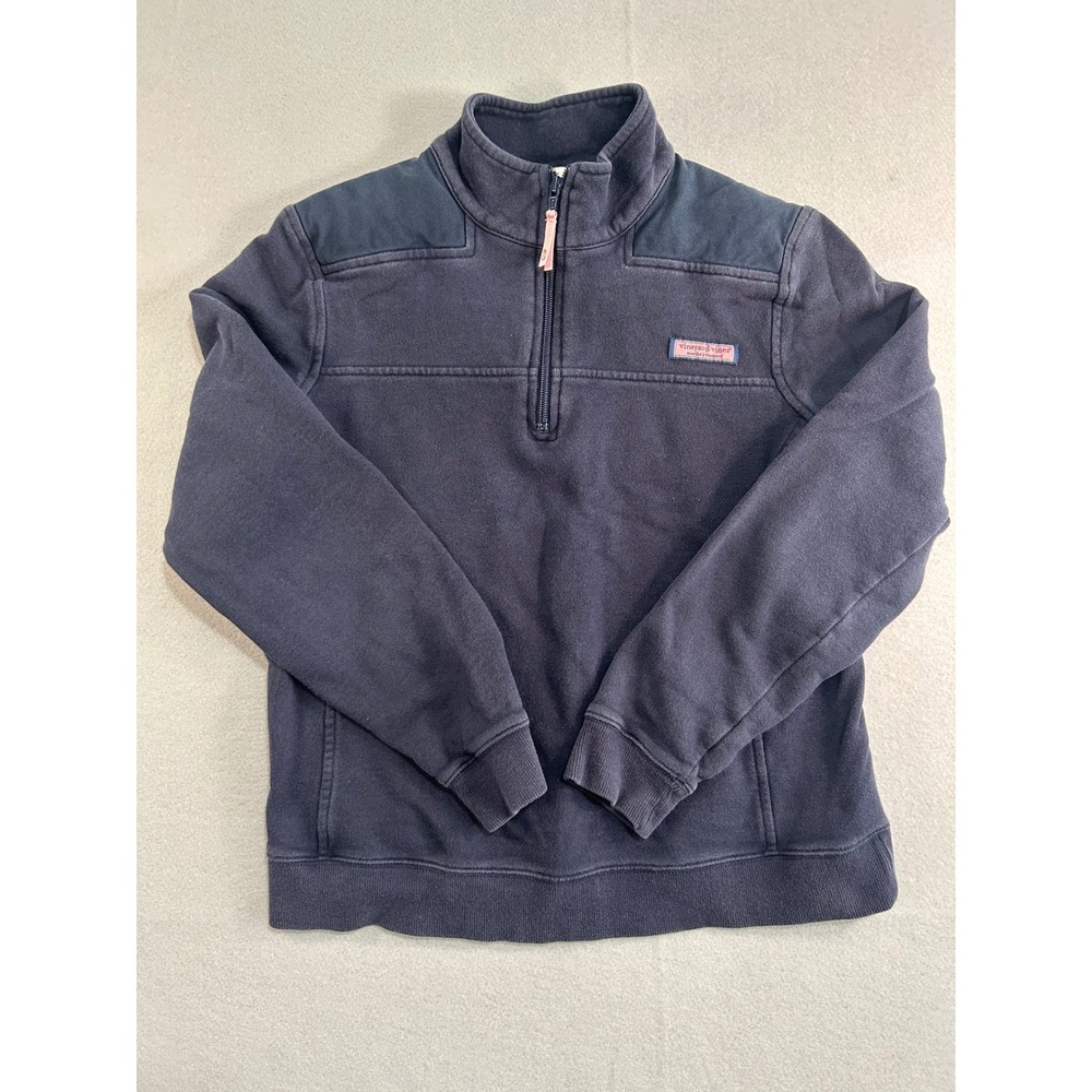 Vineyard Vines Quarter Zip Pullover Womens Size M Navy Blue‎ Cotton Sweater